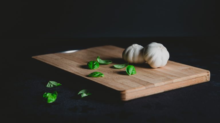 Garlic on a Chopping Board