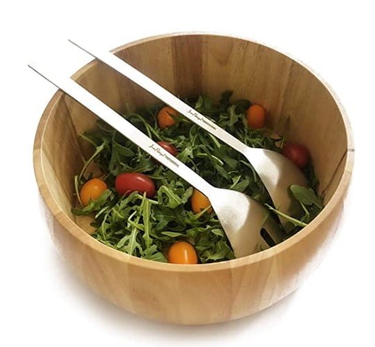 Salad Bowl & Stainless Steel Salad Servers Set by Jean-Patrique
