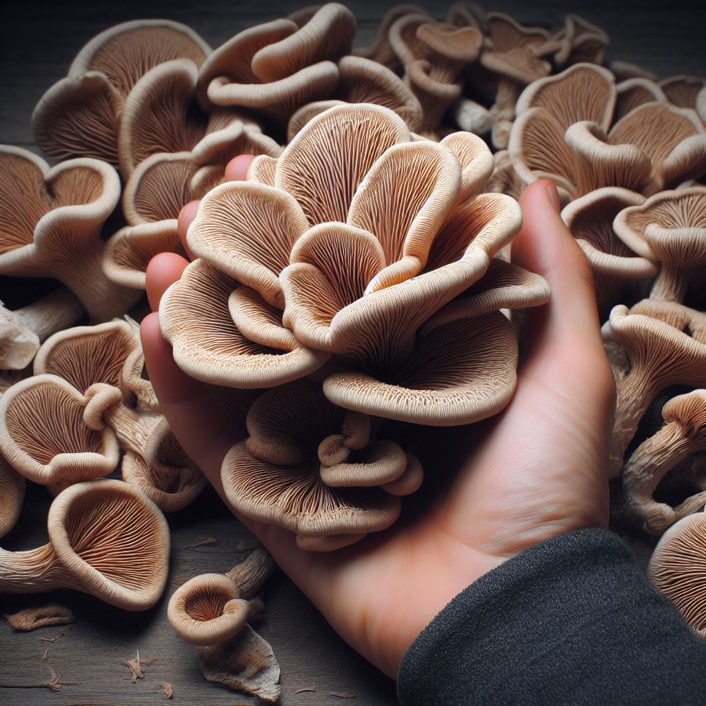 A handful of Lion's mane mushrooms